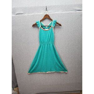 ModCloth Womens Sleeveless Teal Dress With Coral Trim Size S